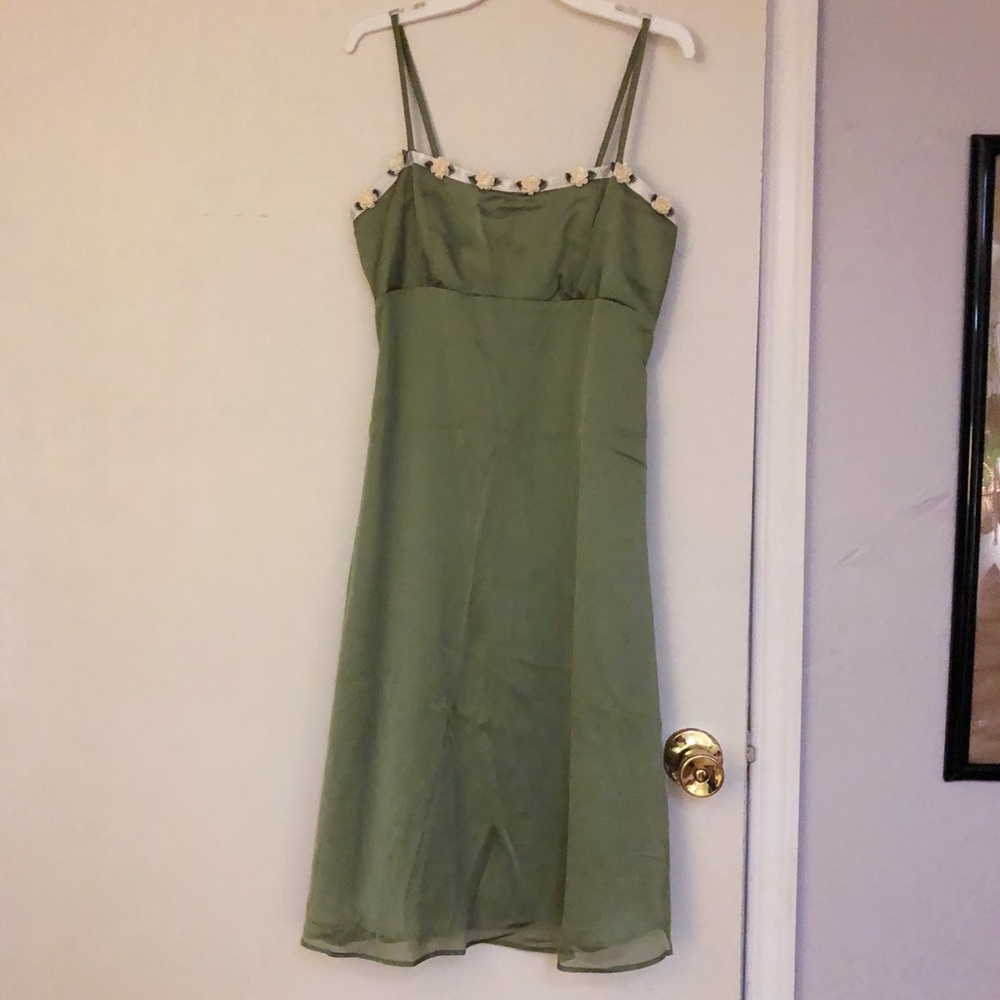 Fiesta Green 90’s Y2K Dress Flower Details Party Formal Prom